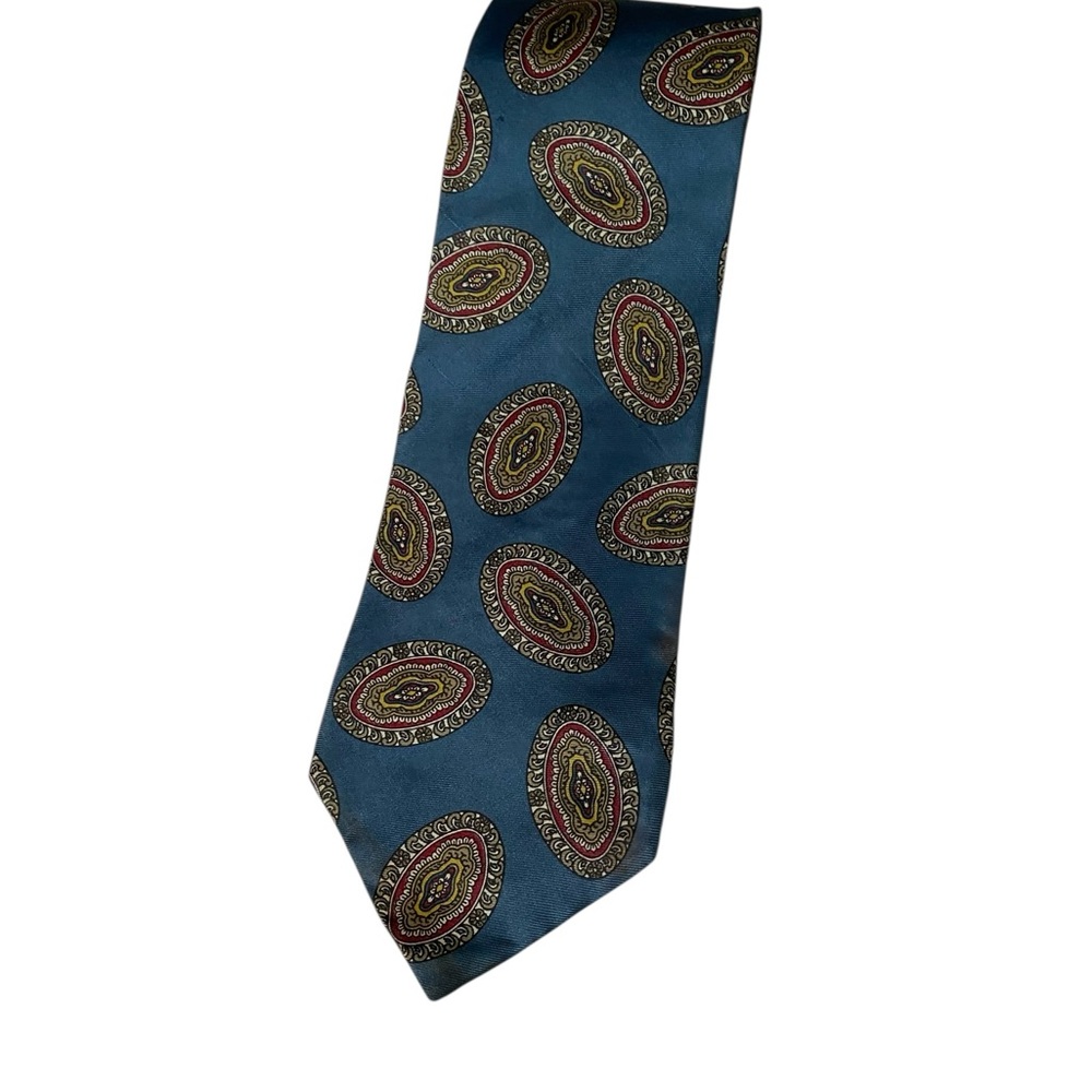 Dior Blue and Green Silk Paisley Tie